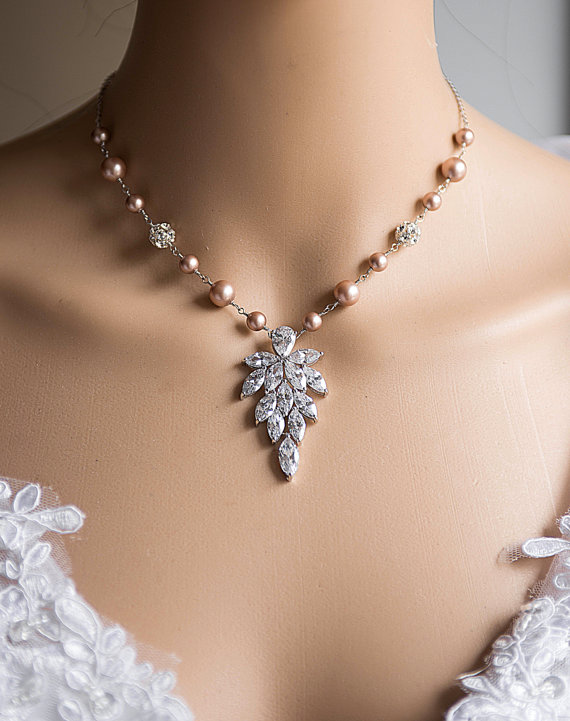 Mariage - Statement Wedding Necklace Swarovski Pearl and Swarovski crystal Bridal Necklace, Double Strand, Wedding Necklace. Grace_081