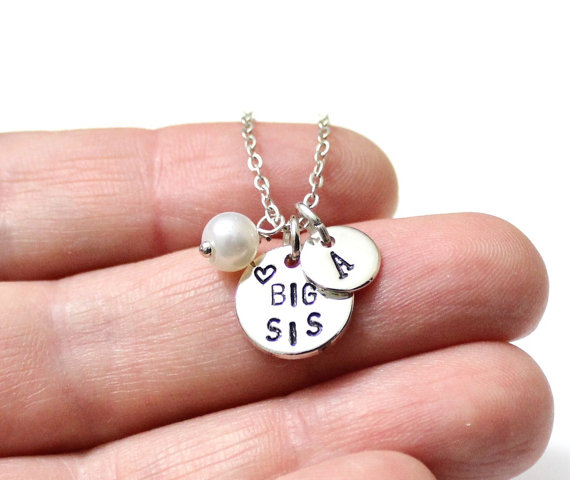 Wedding - Big Sister Sterling silver, Big Sister Necklace, Big Sister Heart Necklace, Personalized Big Sister Necklace, Sterling silver