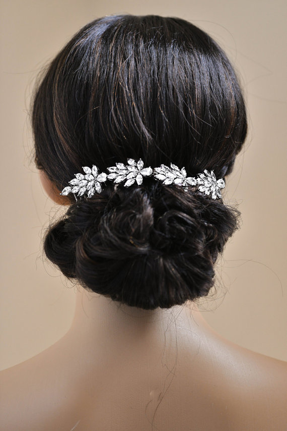 Mariage - Wedding Hair Chain Bridal Hair Chain CZ crystal Hair Wrap Headpiece, Wedding Halo Crystal Hair Comb, Wedding Hair Comb Vine