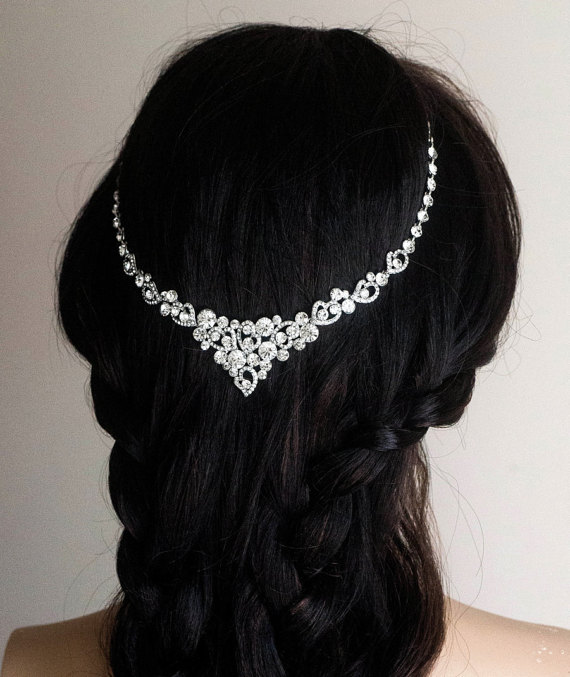 Свадьба - Statement Wedding head band Pearl Chain Headpiece Bridal Head Piece Pearl Chain Halo Hair Wedding Hair Accessories