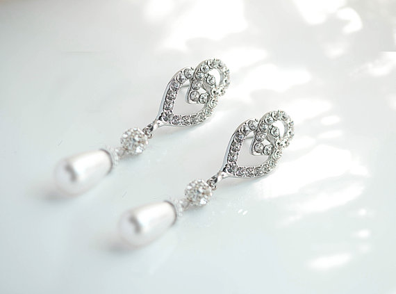 Wedding - Statement Wedding Earrings Rhinestone Earrings, Dangling Wedding Jewelry - Vintage Inspired Bride Jewellery, Bridal Jewelry