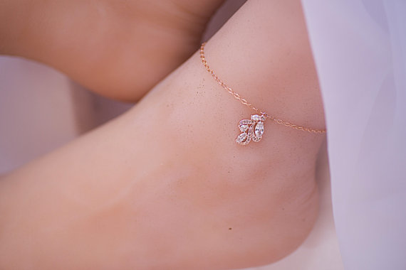 Wedding - Rose gold/Silver plated Anklet Beach Jewelry- Ankle Bracelet