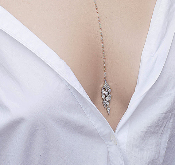 Wedding - 925 Silver/Silver chain Swarovski Crystals CZ crystal necklace, crystals necklace