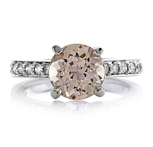 Wedding - Morganite Engagement Ring 18k White Gold 1.28ct 7.2mm Round Morganite and Genuine Diamonds Engagement Ring Wedding Ring Anniversary