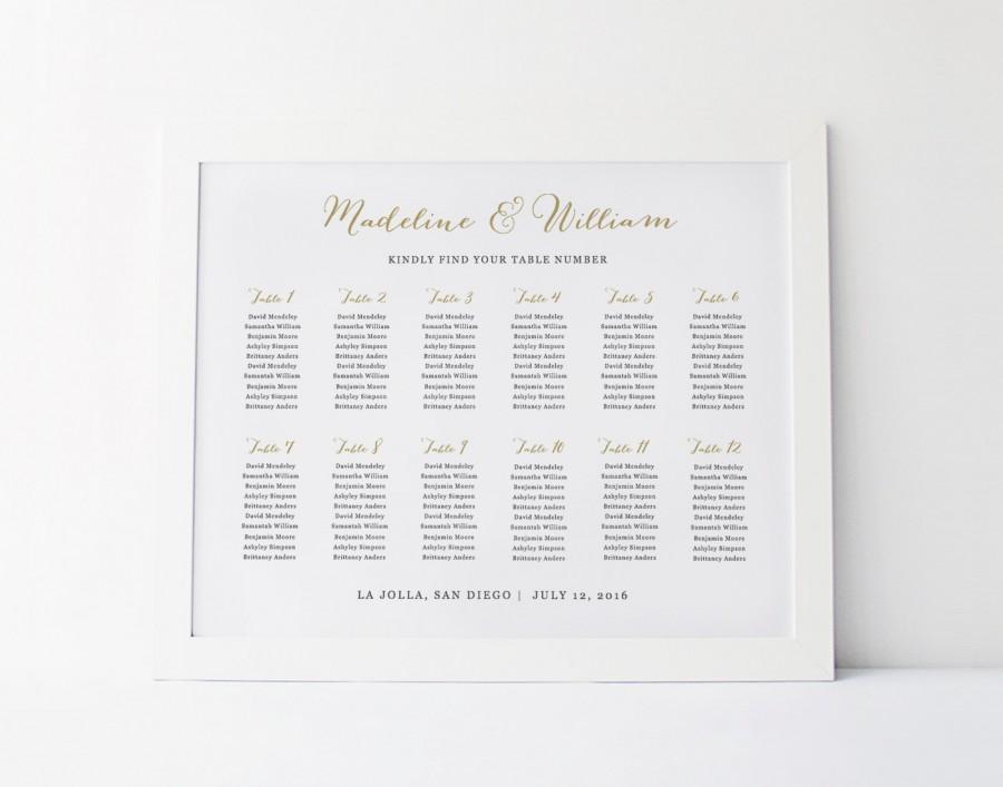 Mariage - Wedding Seating Chart Template, Seating Plan, Rustic Seating Chart Poster, Editable Table Card, Edit in Microsoft Word 