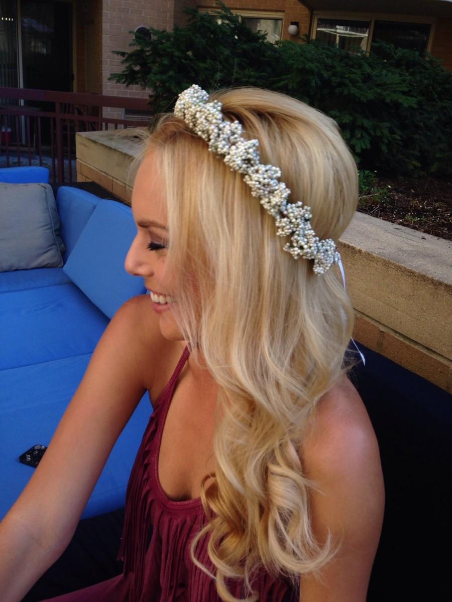 Hochzeit - White Flower crown. Seeded floral crown.  boho Baby's breath Floral crown fairy crown Wedding Crown Coachella headband Flower headband Flora