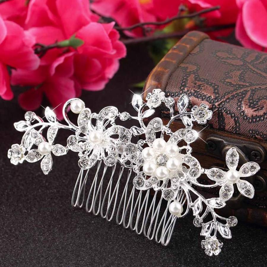 Свадьба - Wedding Hair Comb Swarovski Pearl  Crystal Rhinestone Bridal Hair Comb Wedding Jewelry Bridal Jewelry Hair Accessory Bridesmaid Hair Comb