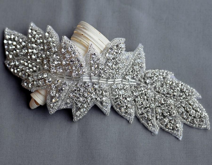 زفاف - Rhinestone Applique Bridal Accessories Crystal Trim Rhinestone Beaded Applique Wedding Dress Sash Belt Headband Jewelry RA032