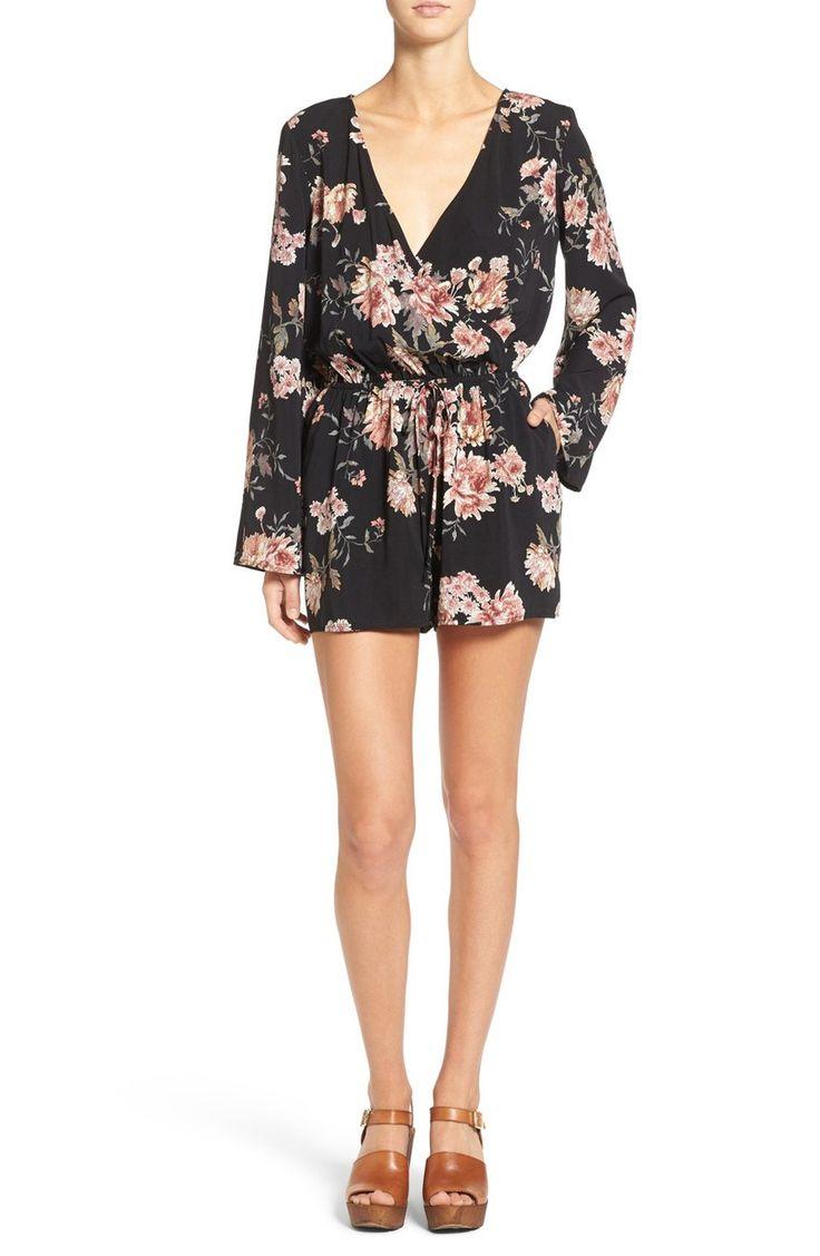 Wedding - One Clothing Bell Sleeve Floral Print Woven Romper 