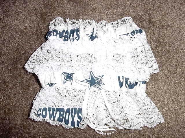 Hochzeit - Dallas Cowboys Football NFL  Bridal Wedding Lace trim Garter set Regular or Plus size
