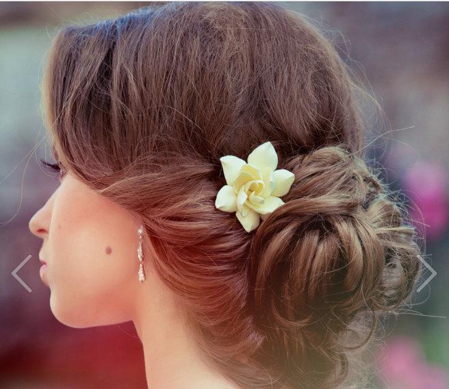 Wedding - Gardenia hair pins set, wedding hair pin, Bridal hair accessory, Bridal flower pins, flower hair pin, Bridal hair flower, Flower hair pins,