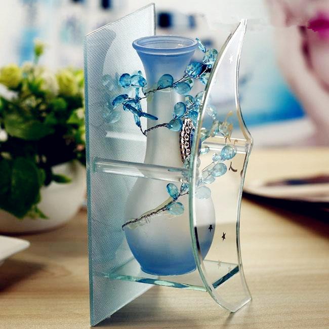 زفاف - Nice Blue Crescent Glass Vases