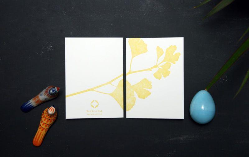 زفاف - Red Bird Ink: Letterpress Notecard, Fall Ginkgo Design with Envelope