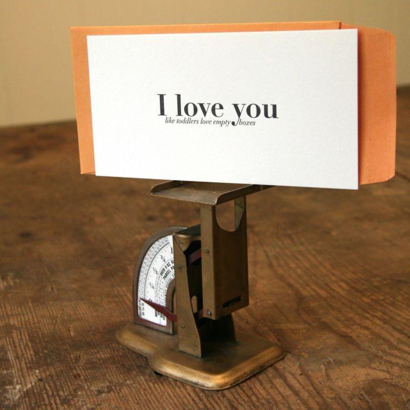 Hochzeit - Red Bird Ink: Letterpress I love you like ... toddlers love Notecard