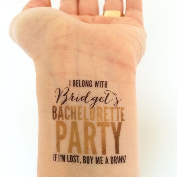 Mariage - 15 Custom Bachelorette Party Temporary Tattoos- Glam Gold