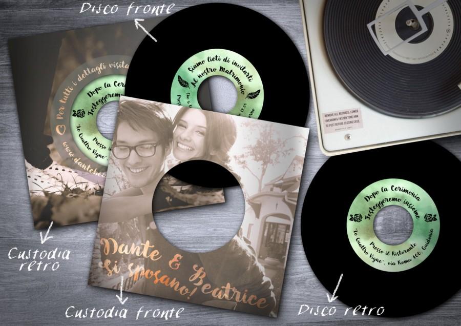 زفاف - Wedding card "Vinyl"-personalized vintage style, 45 RPM vinyl shaped