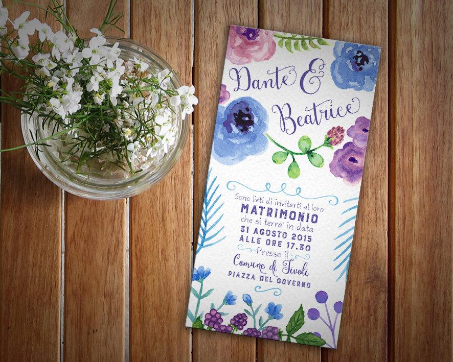 Mariage - Wedding card "Floral"-personalized vintage style cottage chic