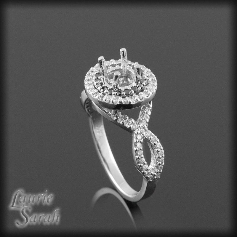 Wedding - Black Diamond Ring with Twisted Shank Semi-Mount Engagement Ring - LS1095