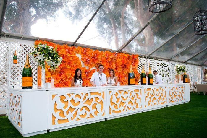 Wedding - BrownHot Events Partnered With Mille Fiori Floral Design To Create An 8- By 20-foot Paper Flower Backdrop For The V.I.P. Tent Bar At The Third Annual Veuve Clicquot Polo Classic In Los Angeles In October.