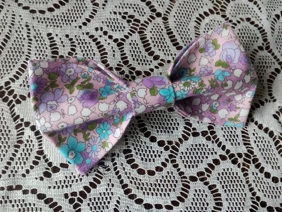 Mariage - lilac floral bow tie rusric wedding ties gift man bowties for men prom necktie baby lilac wedding woodland country chic lila Hochzeit Wald