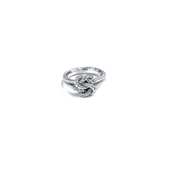 Wedding - True Lovers Knot Ring Sterling Best Friends Nautical Hand Woven Silver Knot Ring