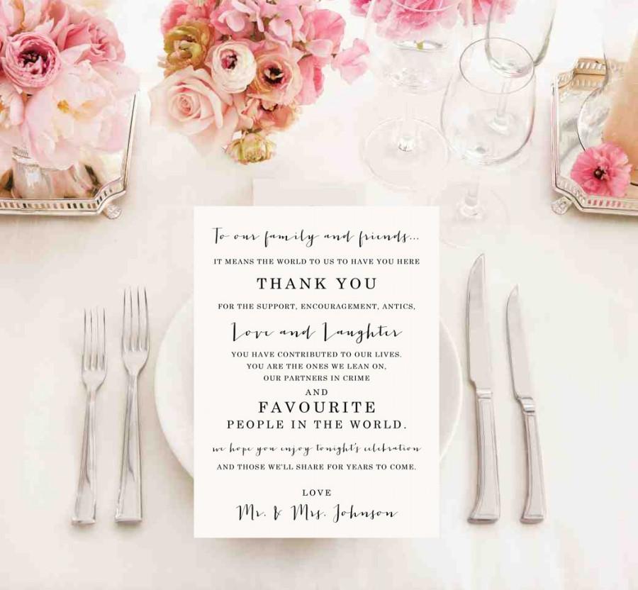 Templett A049 Printable Floral Wedding Thank You Place Card Wedding Table Thank You Card Template