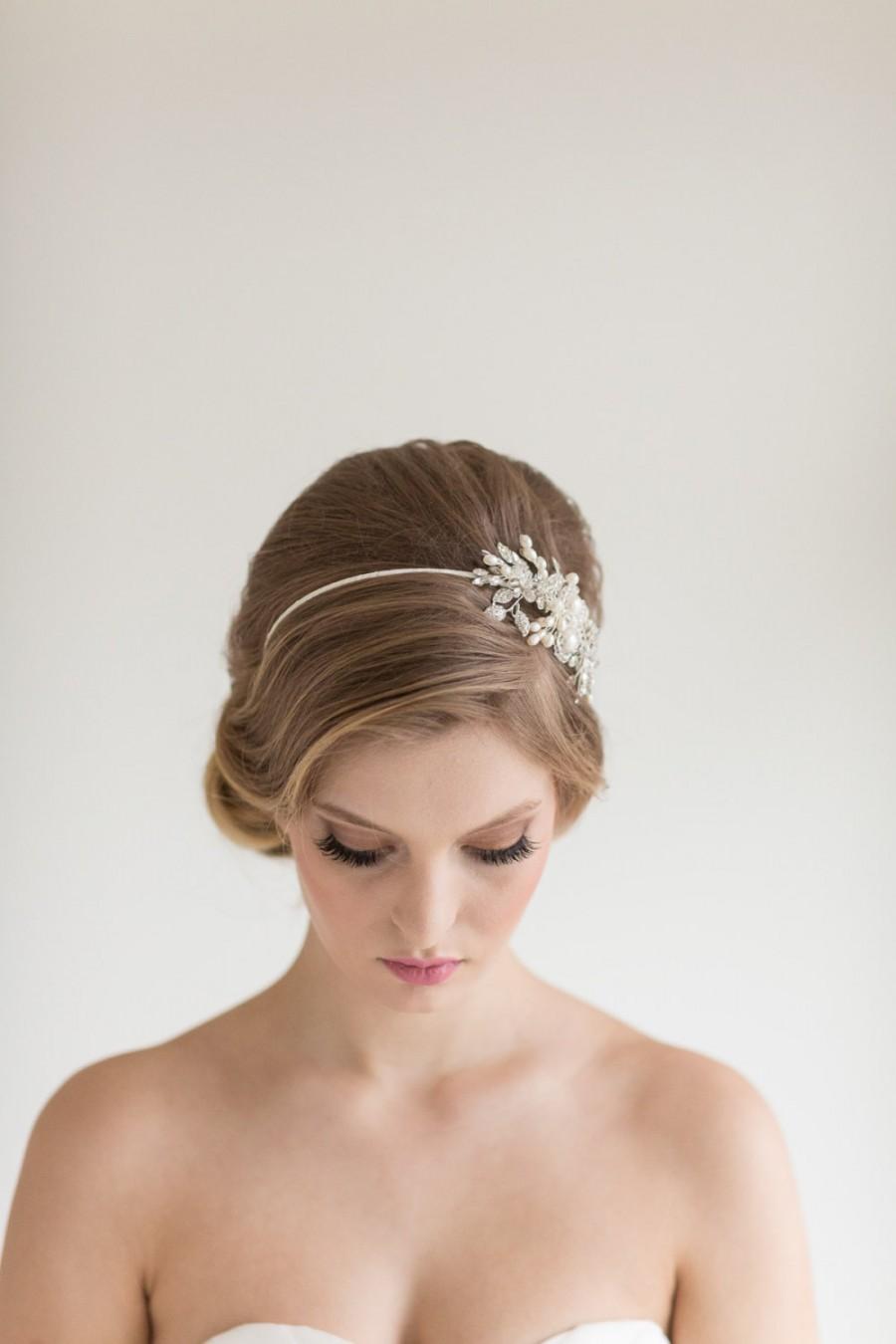 Hochzeit - Crystal Pearl Headband, Wedding Headpiece, Crystal Pearl Tiara