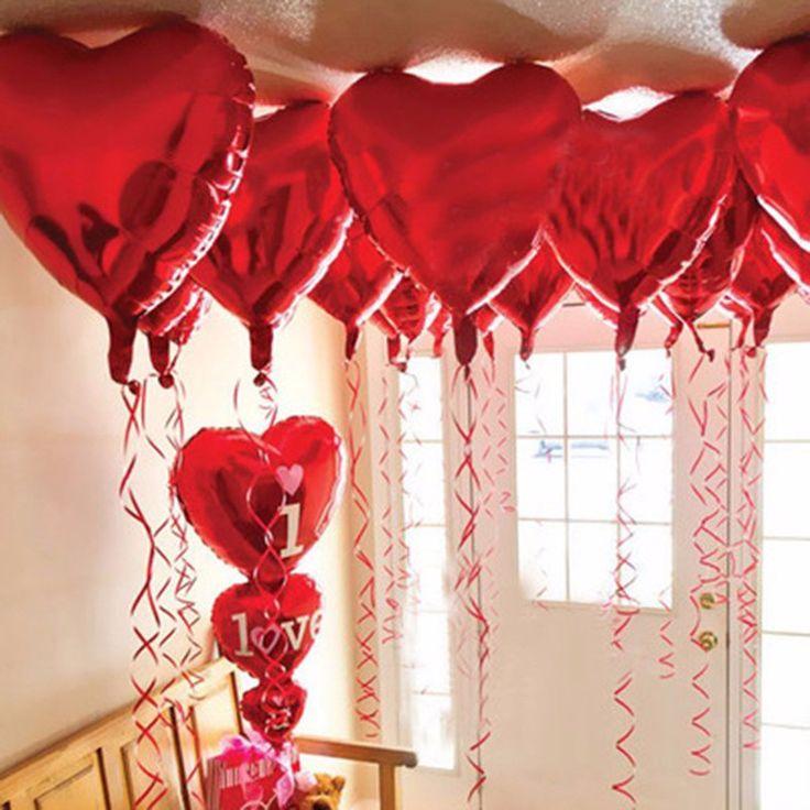 زفاف - 50PCS/lot 18″ Heart Foil Balloons Wedding Decor