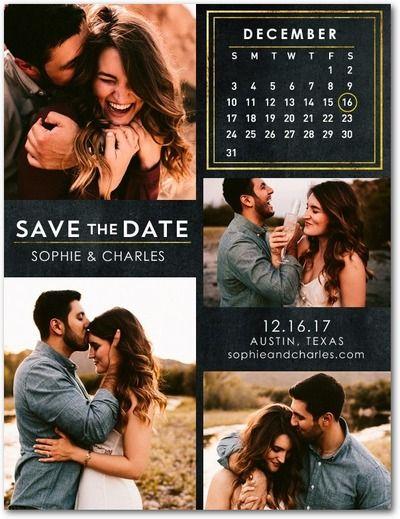 زفاف - Ornate Calendar - Save The Date Postcards In Black Or Almond 