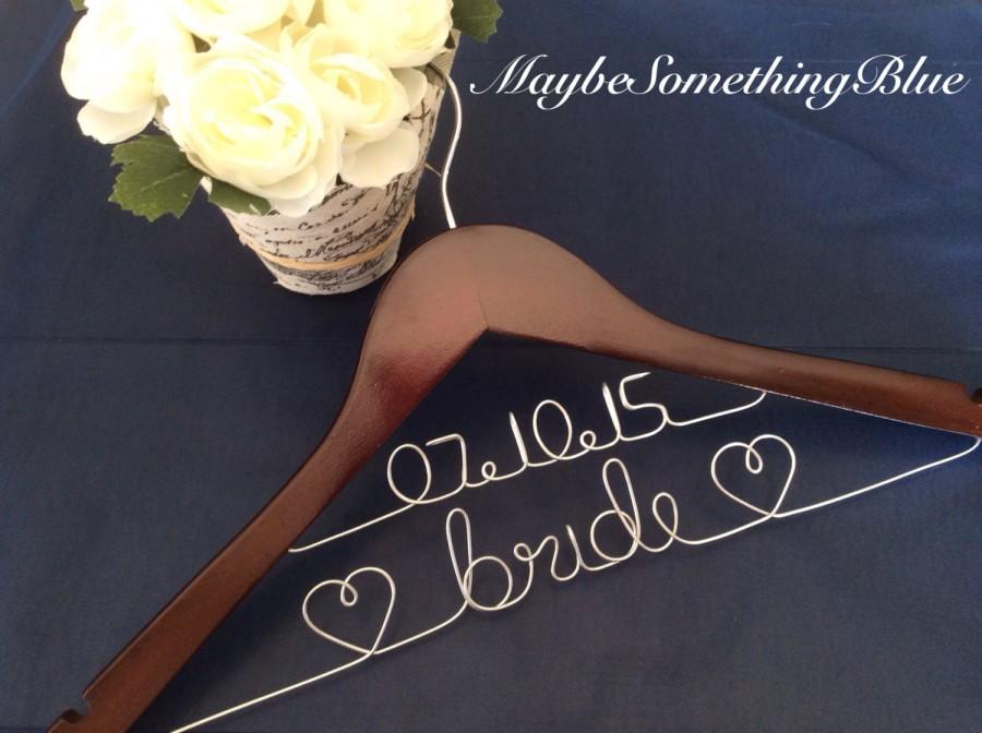 Свадьба - GRAND OPENING SALE/ Personalized Custom Wedding Hanger / Brides hanger / cherry finish / wire hanger/ personalized / bridal party