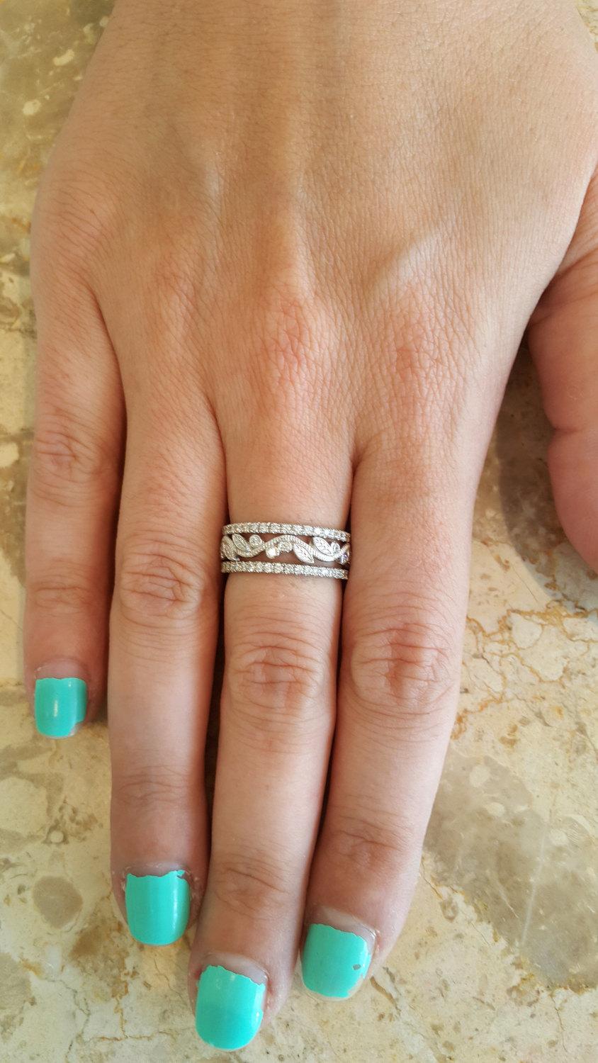 Mariage - leaf Wedding Band, Wedding Ring, Engagement Ring, promise Ring, Wedding Jewelry, Engagement Band, White Gold Ring, Christmas Gift, Rings