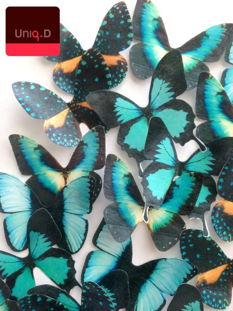 Mariage - 30 turquoise edible butterflies - 3D decorative butterfly - turquoise edible cake decoration - wedding cake topper by Uniqdots on Etsy