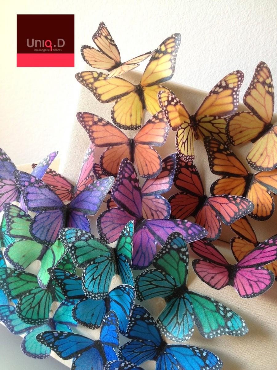Wedding - BUY 45 get 10 FREE  medium-large monarch butterflies - wedding cake decoration - cake decoration - edible butterflies by Uniqdots on Etsy