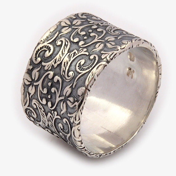 Свадьба - Floral Wedding Ring - Unisex Ring - Sterling Silver Ring - Silver filigree ring - Floral Motif Ring - Silver Dressing Ring - Nature Inspired