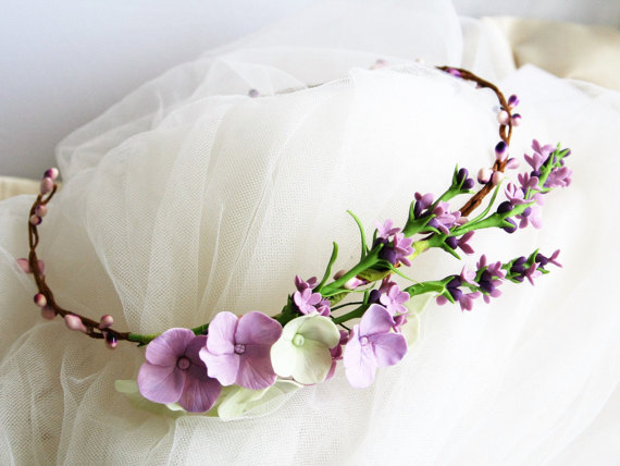 زفاف - Lavender flower crown, bridal flower crown, wedding flower crown, lavender wedding, Provence wedding, flower crown