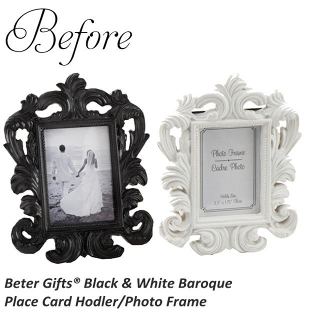 Hochzeit - Beter Gifts® Wedding Reception SZ041/A White Baroque Photo Place Card Holder