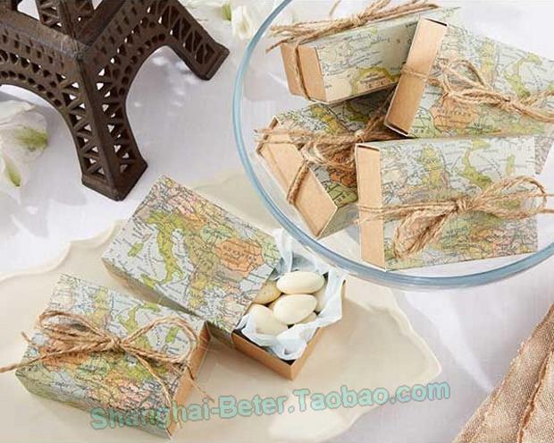 Wedding - Beter Gifts® Around the World Map Favor Box  BETER-TH031