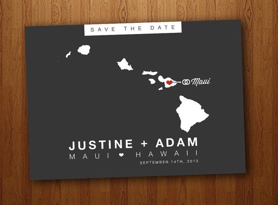Hochzeit - Hawaii Save The Date Wedding Printable Postcard