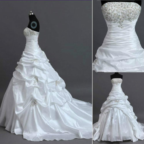 Hochzeit - New White/Ivory Wedding Dress Bridal Gown Custom Stock Size: 6 8 10 12 14 16 18+