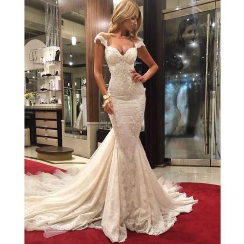 Mariage - Sexy Mermaid Lace Sweetheart Wedding Dress Bridal Gown Custom Size 2 4 6 8 10 12