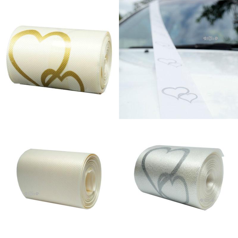 Hochzeit - New White Silver Heart or Ivory Wedding Car Ribbon 5cm x 6m