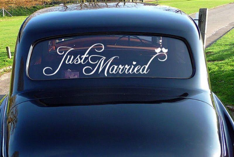 زفاف - New Just Married Wedding Car Cling Decal Sticker Window Banner Decoration