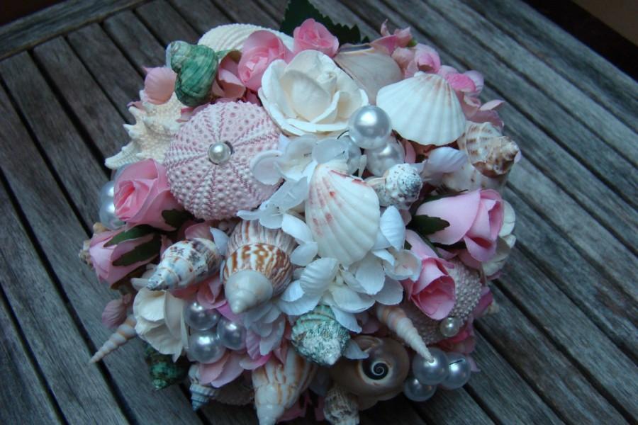 Mariage - Wedding Bouquet, Beach Wedding Bouquet, Sea Shell Bouquet, Nautical Bouquet