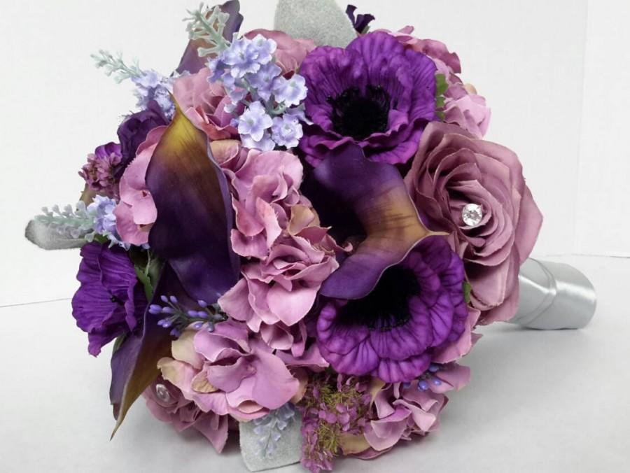 Свадьба - Shades of Purple, Bouquet, Wedding Bouquet, Purple, Calla Lily bouquet, Hydrangea Bouquet,