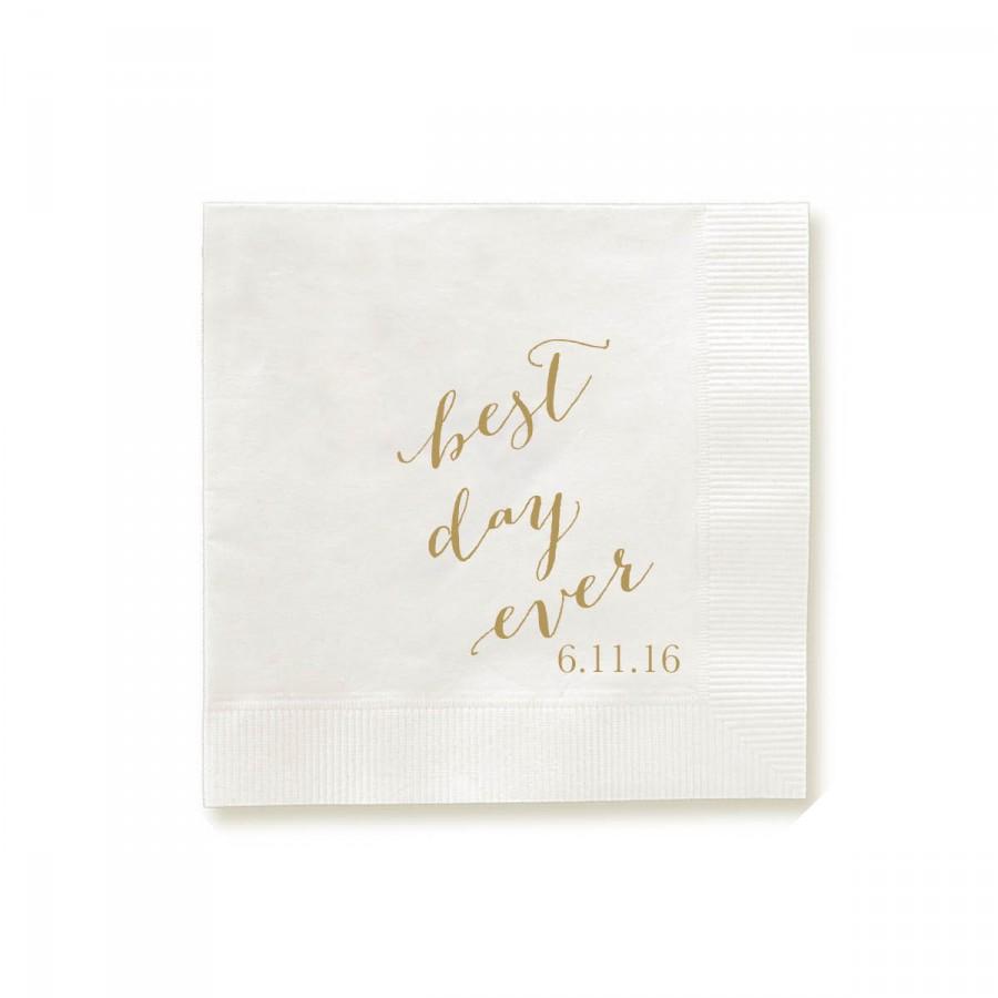 Mariage - Best Day Ever Napkins, Guest Towels, Wedding Napkins, Party Napkins, Custom Monogram, Assorted Colors for napkin and monogram