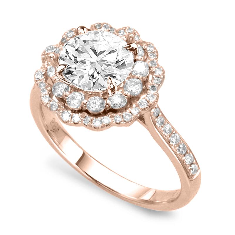 Свадьба - 1 ct Forever One Moissanite & Diamond Flower Lotus Halo Ring 14k Rose or White Gold, Moissanite Bridal Jewelry, Moissanite Wedding Rings for Women