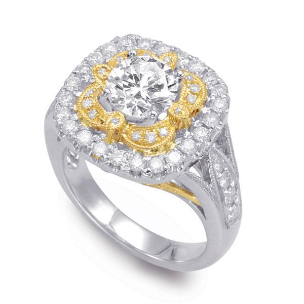 Wedding - Vintage-Inspired Forever One Moissanite & Diamond Ring 14k Two Tone, Bridal Wedding Moissanite Rings, Moissanite Jewelry Antique Style, Art Deco