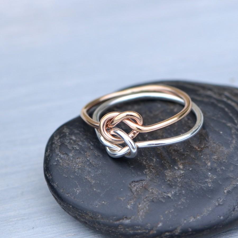 Hochzeit - Double Knot Ring, Rose Gold Filled Ring, Two Toned Ring, Stacker Ring, Two Love Knots, Knot Promise Ring, Gold Knot Ring, Double Love Knot