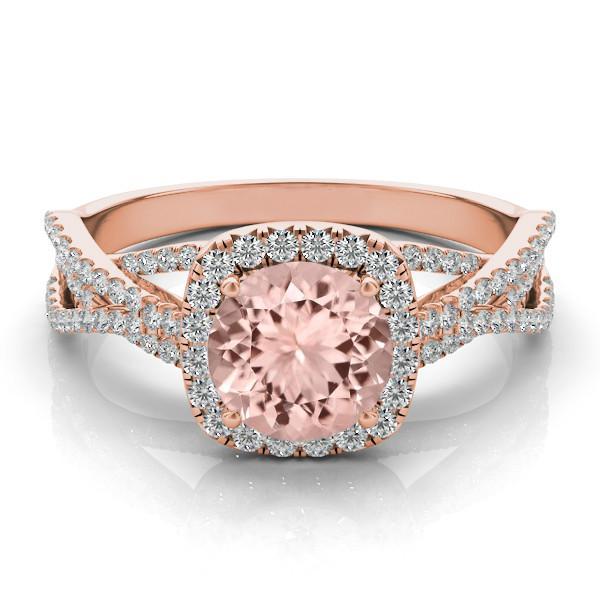 Mariage - Morganite & Diamond Braided Ring 14k Rose Gold, Morganite Jewelry Gifts for Women, Wedding Jewelry