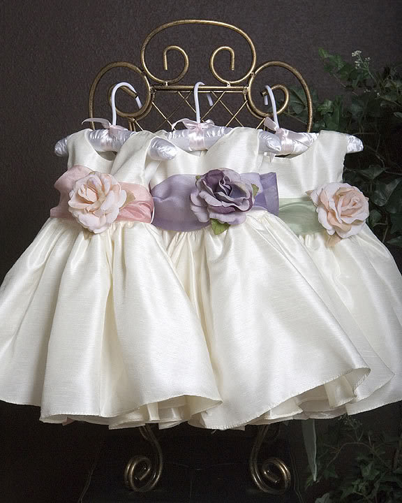 Mariage - Poly-dupioni Flower Girl Dress with Organza Sash and Pin-on Flower